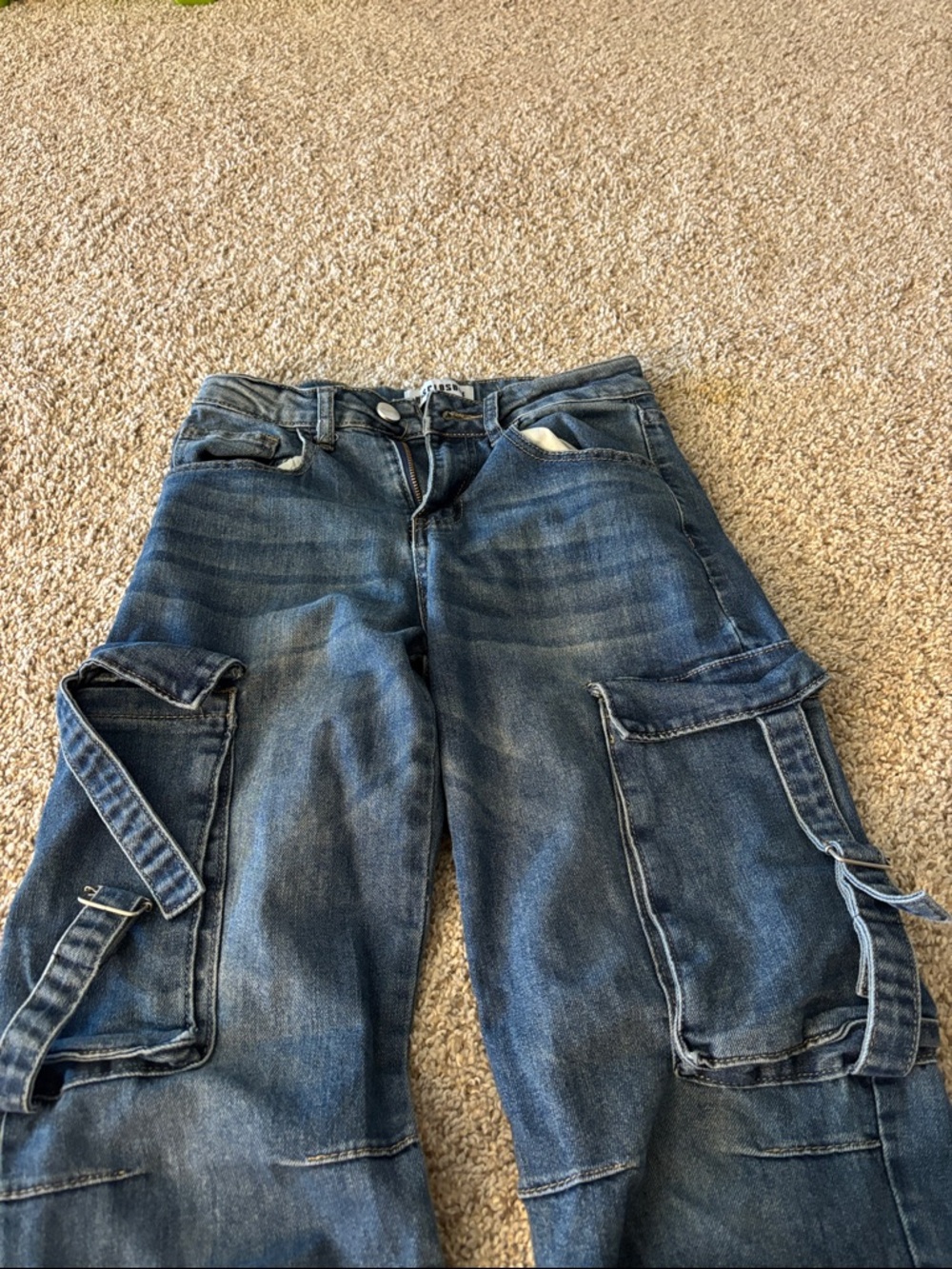 Disclosure Blue Washed Cargo Jeans Size 1/25 Ladies - Picture 2 of 7